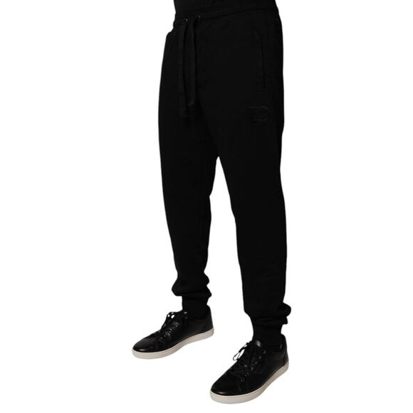 Dolce & Gabbana Black Cotton Mid Waist Jogger SweatMen's Men's Pants